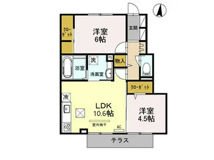 ルメート若葉II(2LDK/1階)の間取り写真