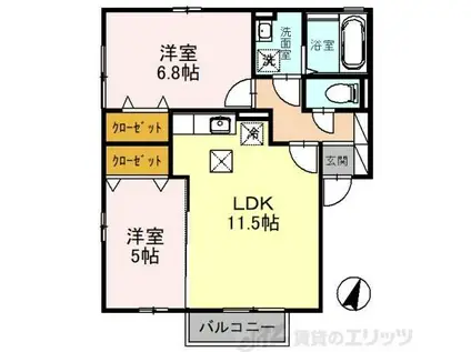 マナーズエム(2LDK/1階)の間取り写真