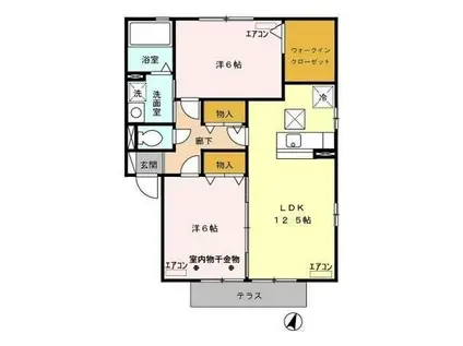 フレシールB棟(2LDK/1階)の間取り写真