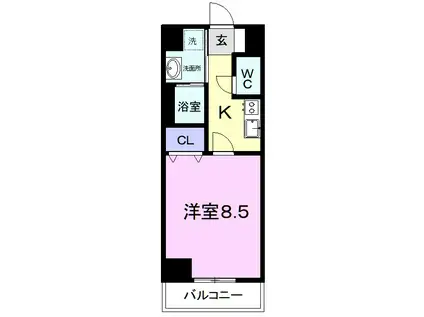 グランメールコート永田町(1K/4階)の間取り写真