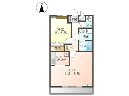 スカイヒルズC(1LDK/1階)の間取り写真