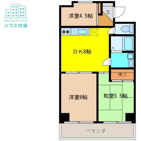 東亜物産ビル(3DK/6階)の間取り写真