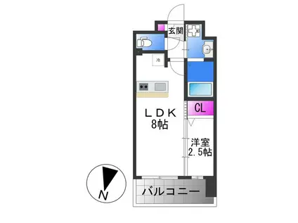 LUXE玉造南(1LDK/8階)の間取り写真