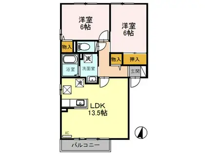 トゥルースタウン(2LDK/1階)の間取り写真
