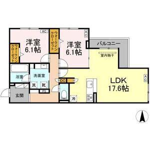 シャンドフルール(2LDK/2階)の間取り写真