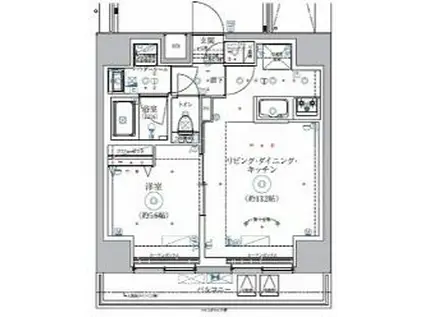 RELUXIA伊勢佐木長者町(1LDK/2階)の間取り写真