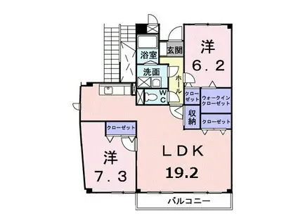 ヴィラ・アベニール(2LDK/2階)の間取り写真