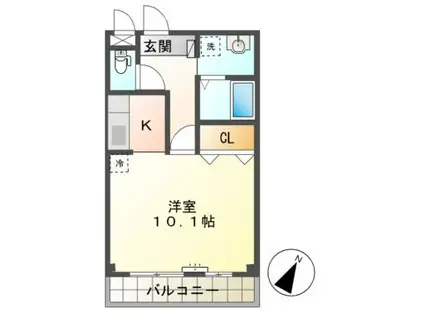 オルテンシア(1K/1階)の間取り写真