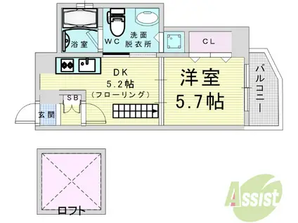 TS-SQUARE天神橋(1DK/6階)の間取り写真