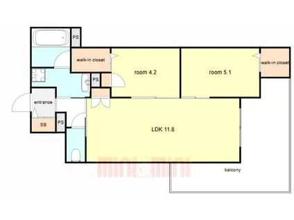 LA VITA西宮北口(2LDK/2階)の間取り写真
