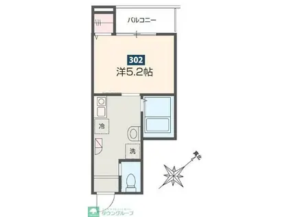 MELDIA新百合ヶ丘(1K/3階)の間取り写真