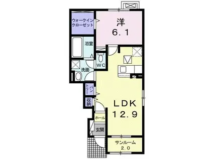 フェリーチェ上田・B(1LDK/1階)の間取り写真