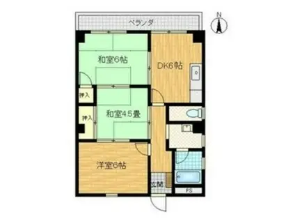 グリーンハイツ近江(3DK/2階)の間取り写真