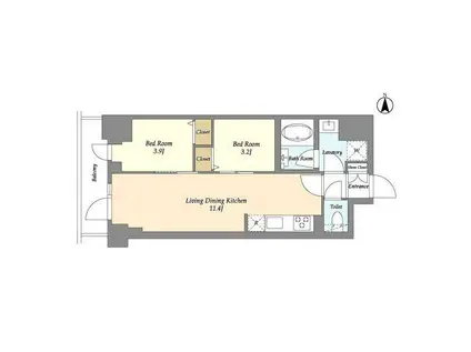 ドゥーエ南砂町II(2LDK/6階)の間取り写真