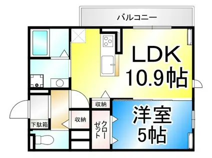 トリシア東和田 E棟(1LDK/1階)の間取り写真