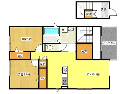 ソルヴィータII(2SLDK/2階)の間取り写真