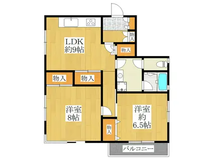 ポーラスターハイツ(2LDK/3階)の間取り写真