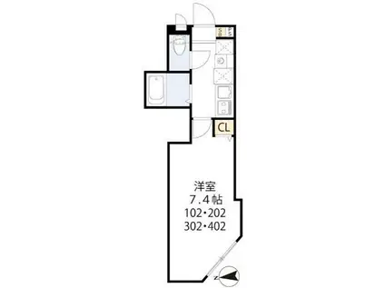 ティーグル足立島根(1K/3階)の間取り写真