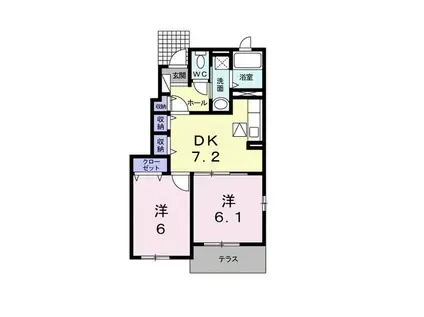 グレイス VILLA II(2DK/1階)の間取り写真