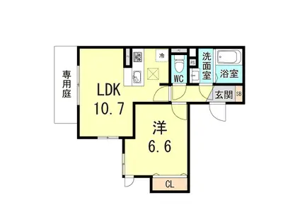 PISTA神戸板宿(1LDK/1階)の間取り写真
