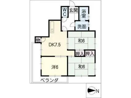 マンション旭ヶ丘(3DK/3階)の間取り写真