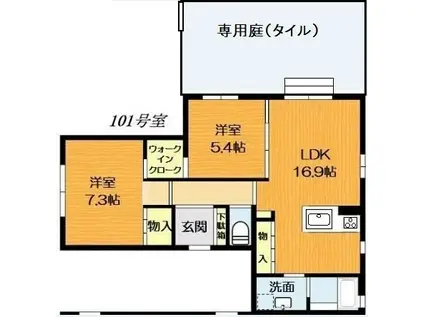ベレンツェルトリーゲン芦屋伊勢町(2LDK/1階)の間取り写真