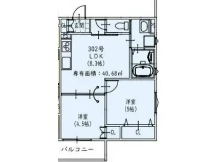 ヤーナパレス(2LDK/1階)の間取り写真
