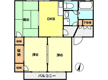 T-NET ハックベリー(3DK/1階)の間取り写真