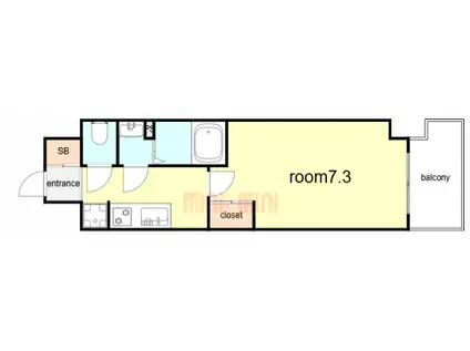 GENOVIA神戸湊川公園(1K/12階)の間取り写真