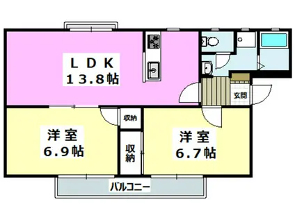 ベルテ・イスズ(2LDK/2階)の間取り写真