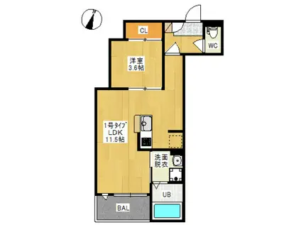 REGALEST FILO 鹿田本町(1LDK/2階)の間取り写真