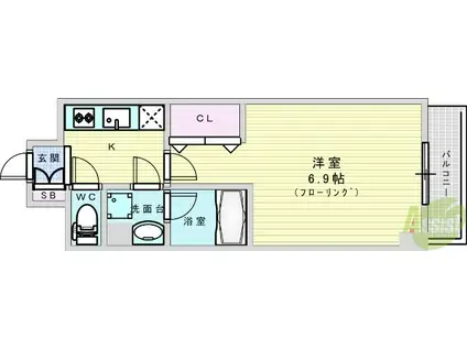 エグゼ北大阪(1K/9階)の間取り写真