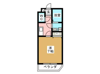 SUNNY HILLS A棟(1K/1階)の間取り写真