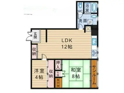 早岡ビル(2LDK/4階)の間取り写真