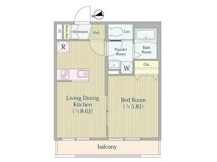 AIFLAT MEJIRO アイフラットメジロ(1LDK/1階)の間取り写真