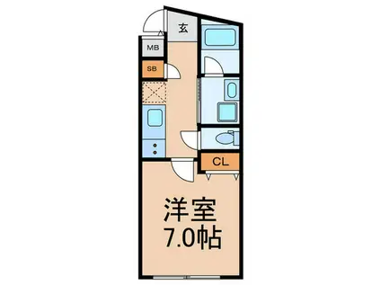 GREEN TERRACE 池ノ上(1K/2階)の間取り写真