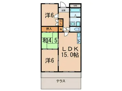 グランメール岡治(3LDK/1階)の間取り写真
