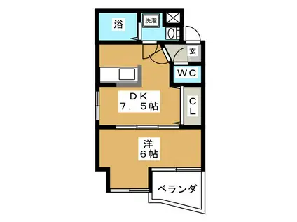 ヘスティア(1DK/2階)の間取り写真