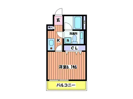 テラスファイブ(1K/5階)の間取り写真