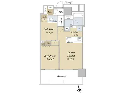 グランドシティタワー池袋(2LDK/7階)の間取り写真