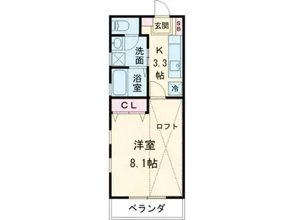 ブルームーン(1K/2階)の間取り写真