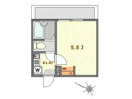 セシリア扇大橋(1K/2階)の間取り写真