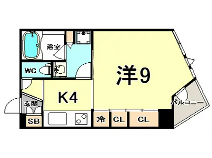 アンリーヴ北野(1K/5階)の間取り写真