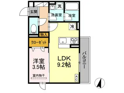 D-ROOMCIX(1LDK/2階)の間取り写真