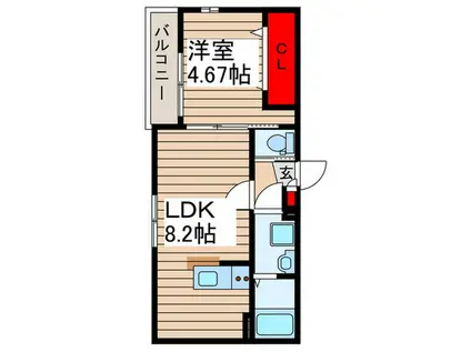 シャイネクス松戸上本郷(1LDK/3階)の間取り写真