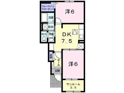 ノ-ル・ボワ III(2DK/1階)の間取り写真