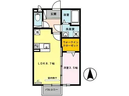 グランディールII(1LDK/2階)の間取り写真