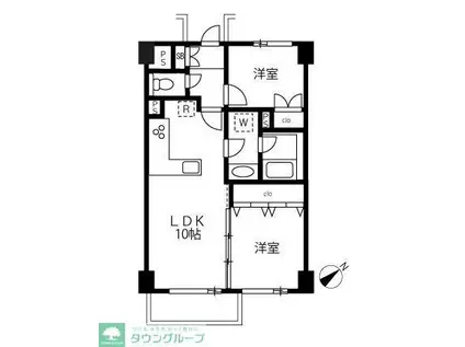 パークサイド六本木(2LDK/2階)の間取り写真