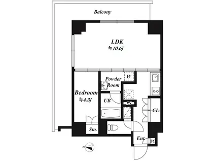 KOENJI CROSSOVER(1LDK/3階)の間取り写真