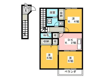 クレストールKIKI B(3DK/2階)の間取り写真